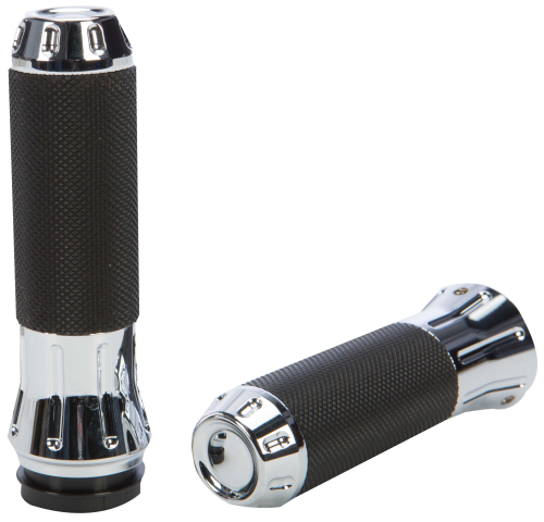 HardDrive - HardDrive Fly By Wire Throttle Venom Custom Grips - Raw Cut - Chrome - 354121