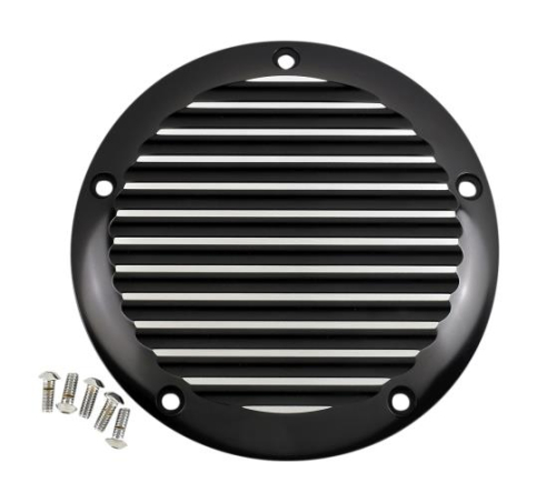 Joker Machine - Joker Machine Chrome Billet Derby Cover - Finned Black/Silver - 069601