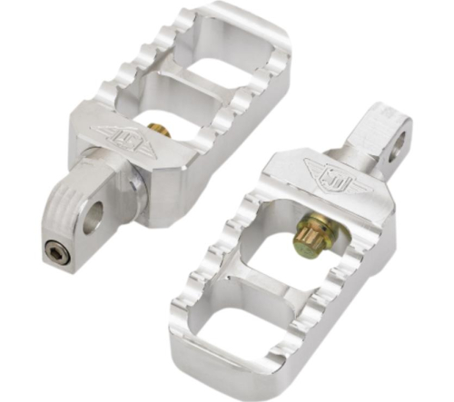 Joker Machine - Joker Machine Adjustable Serrated Stubby Footpegs - 3in. Long x 1-1/2in. Wide x 13/16in. Thick - Raw Aluminum - 086421