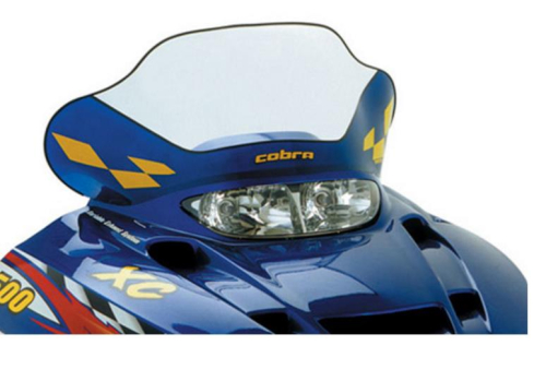 Powermadd - Powermadd Cobra Windshield - Mid - 13.25in. - Clear with Blue Accent and Yellow Checks - 11530