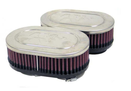 K&N Engineering - K&N Engineering Universal Oval Air Filter - Dual Flange - Chrome End Cap - RC-2372