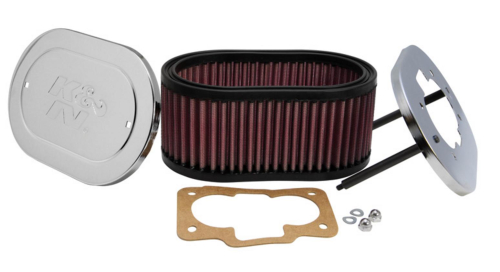 K&N Engineering - K&N Engineering Custom Clamp-On Air Filter - Oval - Chrome End Cap - 56-1120