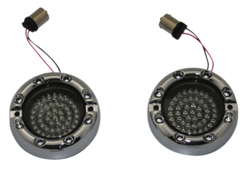 Custom Dynamics - Custom Dynamics Flat Ringz Front LED Turn Signal (1157 Base) - Chrome - Amber Inner/White Outer/Smoke Lens - FTRCAW1157S