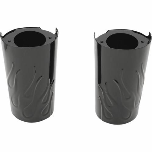 Drag Specialties - Drag Specialties Flame Fork Slide Covers - Stock - Black - 0411-0131