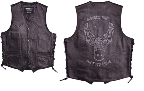 Mossi - Mossi Live to Ride Leather Vest - 20-108L-40 - Black - 40