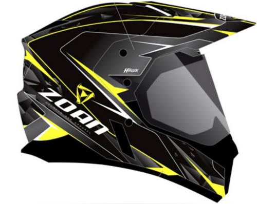 Zoan - Zoan Synchrony Duo-Sport Hawk Graphics Snow Helmet with Double Lens Shield - 521-535SN - Yellow - Medium