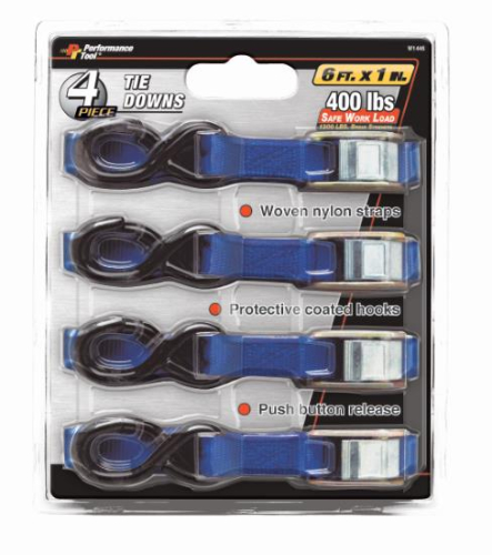 Performance Tools - Performance Tools Automatic Locking Tie-Down - 1in. x 6ft. - Blue - W1446