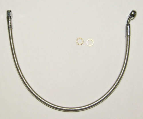 Magnum - Magnum Polished Stainless Designer Series ABS Front Upper Brake Line - 10mm., 90deg. Banjo - 27in. - AS57227