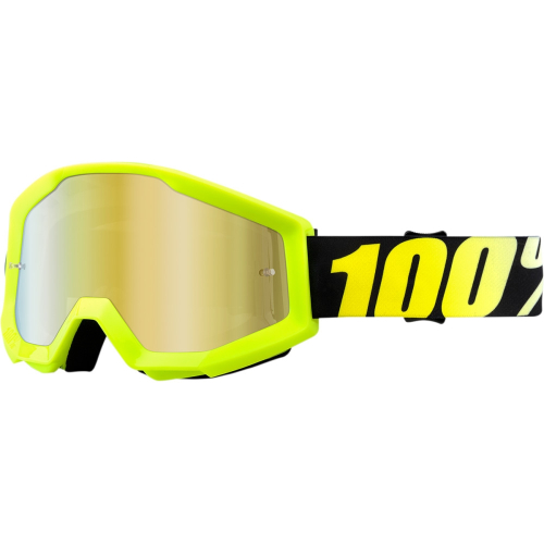 100% - 100% Strata MX Neon Yellow Goggles - 5041000402 - Neon Yellow / Mirror Gold Lens - OSFM