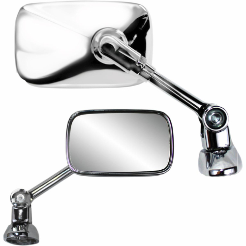 Parts Unlimited - Parts Unlimited Mini Fairing Mount Mirror - Rectangle - Chrome - Short Stem - 0640-0939