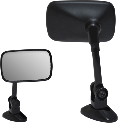 Parts Unlimited - Parts Unlimited Mini Fairing Mount Mirror - Rectangle - Black - Short Stem - 0640-0976