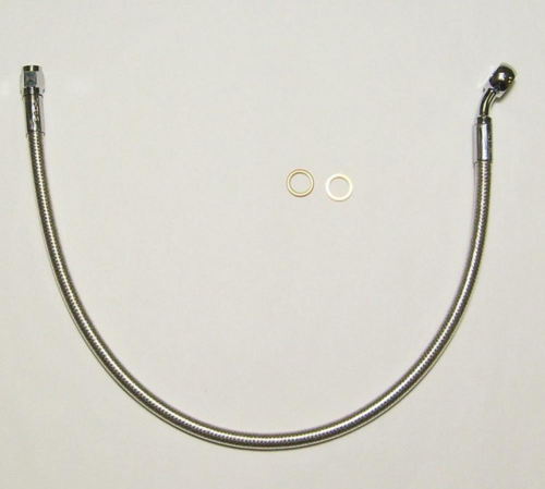 Magnum - Magnum Polished Stainless Designer Series ABS Front Upper Brake Line - 10mm., 35deg. Banjo - 23in. - AS57123