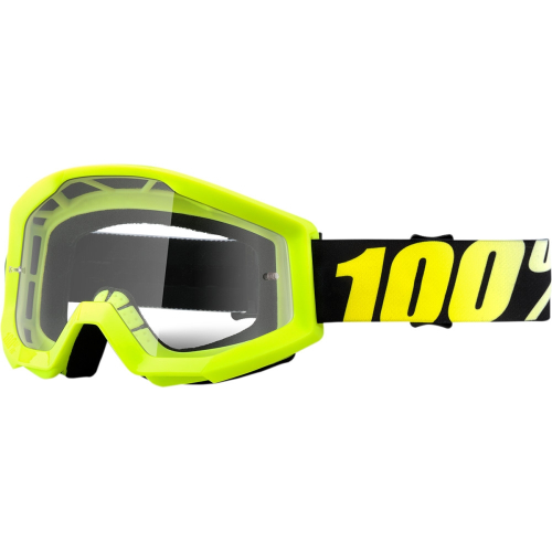 100% - 100% Strata MX Neon Yellow Goggles - 5040000402 - Neon Yellow/Black/Yellow / Clear Lens - OSFM