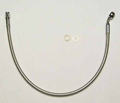 Magnum - Magnum Polished Stainless Designer Series ABS Front Upper Brake Line - 10mm., 35deg. Banjo - 27in. - AS57127