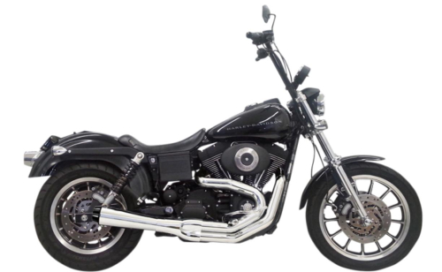 Bassani Manufacturing - Bassani Manufacturing Road Rage 2:1 Short Megaphone Exhaust System - Chrome with Black Billet End Cap - 1D24R