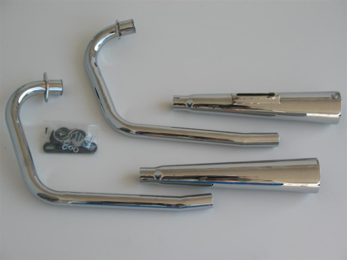 Mac - Mac 2-Into-2 Megaphone Complete System - Chrome Header/Chrome Muffler - 001-0233
