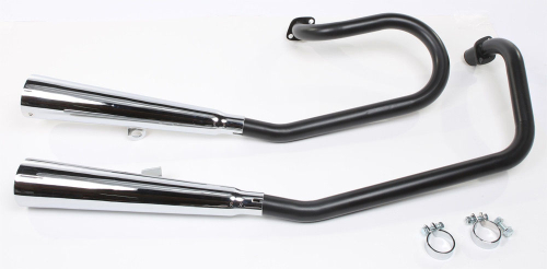 Mac - Mac 2-Into-2 Megaphone Complete System - Black Header/Chrome Muffler - 801-2527