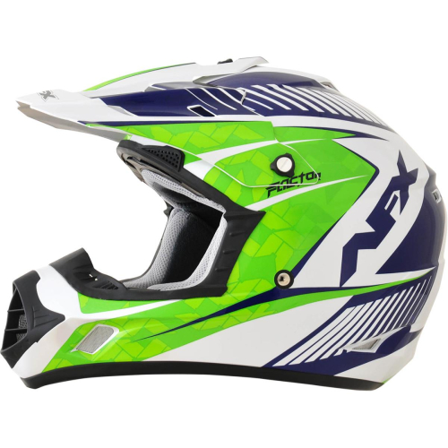 AFX - AFX FX-17Y Factor-Complex Youth Helmet - 01111026 - Pearl White/Green/Blue Factor - Medium