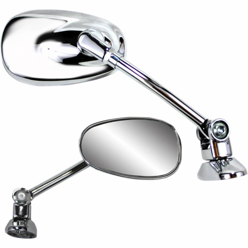 Parts Unlimited - Parts Unlimited Mini Fairing Mount Mirror - Oval - Chrome - Long Stem - 0640-0941