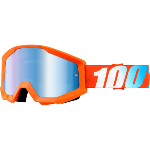 100% - 100% Strata MX Orange Goggles - 5041000602 - Orange / Mirror Blue Lens - OSFM