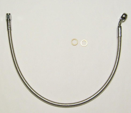 Magnum - Magnum Polished Stainless Designer Series ABS Front Upper Brake Line - 10mm., 90deg. Banjo - 23in. - AS57223