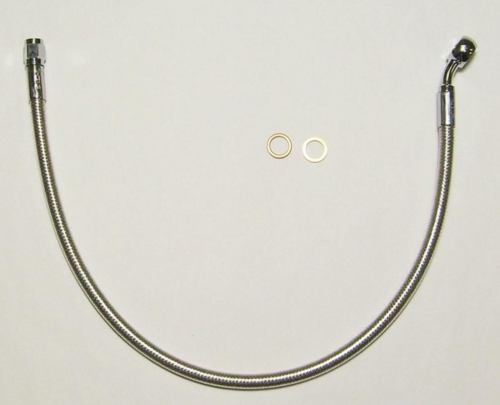 Magnum - Magnum Polished Stainless Designer Series ABS Front Upper Brake Line - 10mm., 180deg. Banjo - 25in. - AS57625