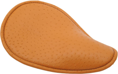 Drag Specialties - Drag Specialties Small Low-Profile Spring Solo Seat - Brown Faux Ostrich with Brown Threading - 0806-0086