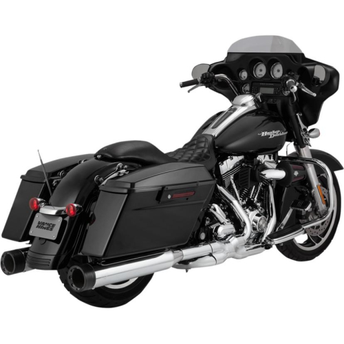 Vance & Hines - Vance & Hines Oversized 450 Destroyer Slip-On Mufflers - Chrome with Black End Caps - 16555