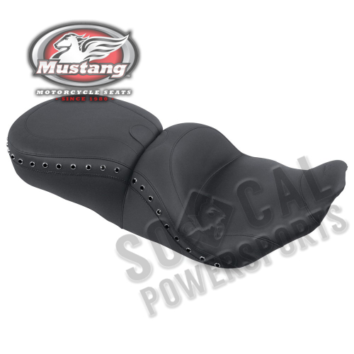 Mustang - Mustang 1-Piece LowDown Touring Seat - Chrome Studs - Black - 79671
