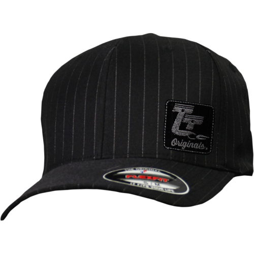 Throttle Threads - Throttle Threads Originals Pinstripe Curved-Bill Throttle Threads Hat - TT601H95BWLXL - Black - Lg-XL