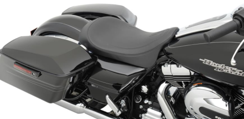 Drag Specialties - Drag Specialties Low-Profile Solo Seat - Black Pinstripe - 0801-0872