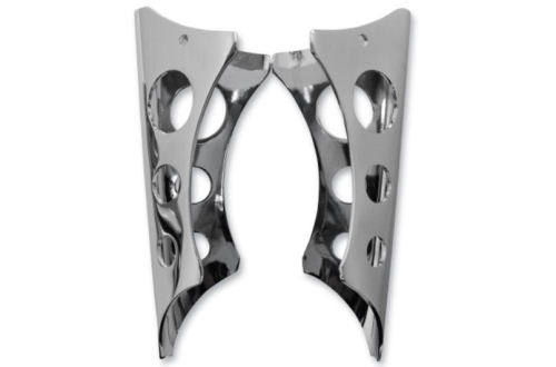 LA Choppers - LA Choppers Clamp On Gussets for 1in. Handlebars  - Timeless Holes - Chrome - LA-7610-00