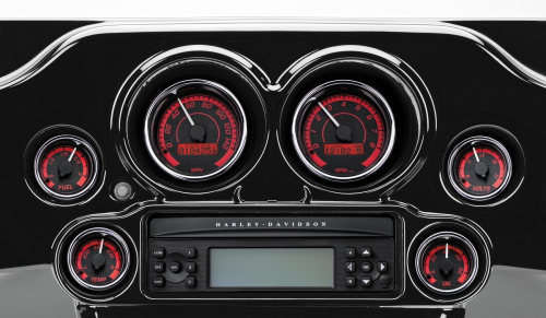 Dakota Digital - Dakota Digital MVX-8K Analog/Digital Plug-In Instrumentation Six-Gauge Kit - Black/Red Background - Chrome Bezel - MVX-8600-KR-C