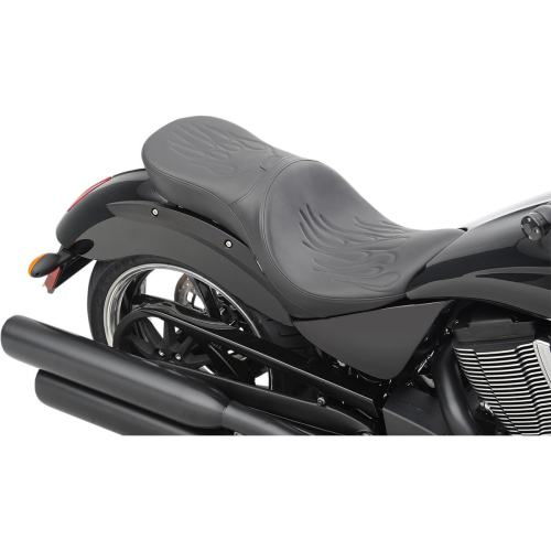 Drag Specialties - Drag Specialties Low Profile Touring Seat with Backrest Option - Flame Stitch - 0810-1608