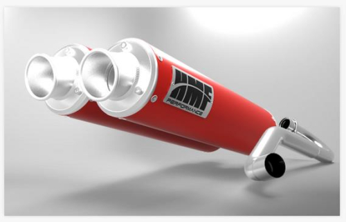 HMF Engineering - HMF Engineering Performance Series Dual Full System Exhaust - Center Mount - Red - Turn Down Brushed - 035546636671