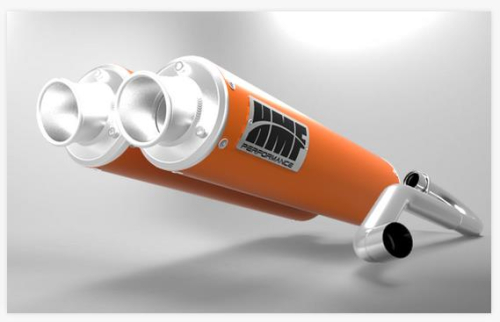 HMF Engineering - HMF Engineering Performance Series Dual Full System Exhaust - Center Mount - Orange - Turn Down Brushed - 035546636871
