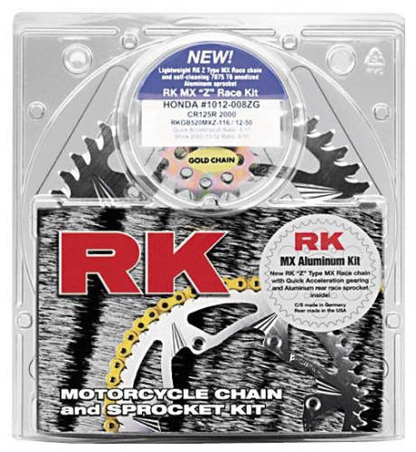 RK - RK Quick Acceleration Chain and Sprocket Kit - Steel Rear Sprocket - Non-Gold Chain - 2068-078S