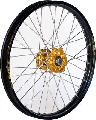 Dubya - Dubya MX Front Wheel with Excel Takasago Rim - 1.60x21 - Gold Hub/Black Rim - 56-3104GB
