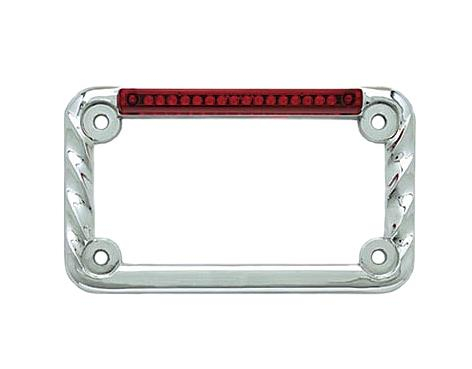 Signal Dynamics - Signal Dynamics LED License Plate Frame with Turn Signals - Twisted Chrome with Red Lens - 02002