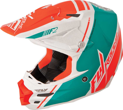 Fly Racing - Fly Racing F2 Carbon Trey Canard Replica Helmet - 73-4095XS - White/Teal/Orange - X-Small