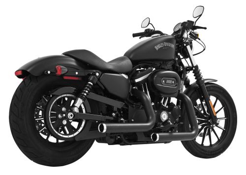 Freedom Performance - Freedom Performance Staggered Duals Exhaust System - Black with Chrome Tip - HD00383