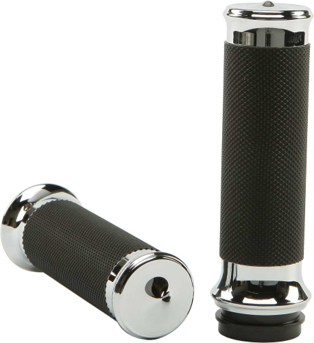 HardDrive - HardDrive Fly By Wire Throttle Custom Grips - Shock - Chrome - 0063-2073-CH