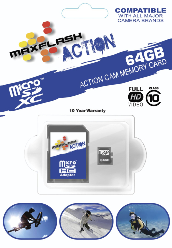 Maxflash - Maxflash Action Micro Memory Card - 64GB - SD64GTFCL10M-A