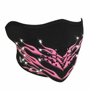 Zan Headgear - Zan Headgear Highway Honeys Womens Half Mask - WNFM054HB - Pink Flames - OSFM