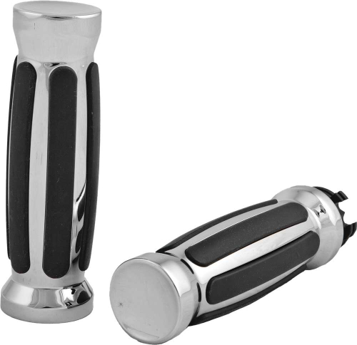 HardDrive - HardDrive Barrel Style Straight Grips with Dual Cable Throttle Sleeve - Black Rubber - 17-0541DTS