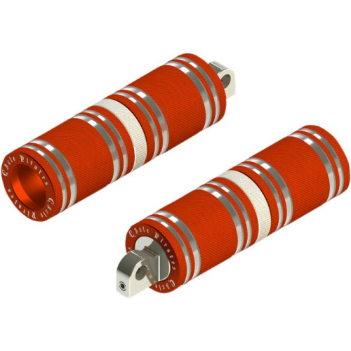 Cycle Pirates - Cycle Pirates Fat Custom Footpegs - Orange/Chrome - HDPG-4566OC