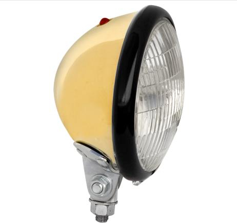 Paughco - Paughco 5 3/4in. Solid Brass Headlight - Black Ring - 1300BRB