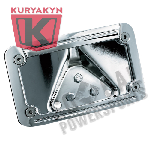 Kuryakyn - Kuryakyn Curved Laydown License Plate Mount with Frame - Lit - Chrome - 3138