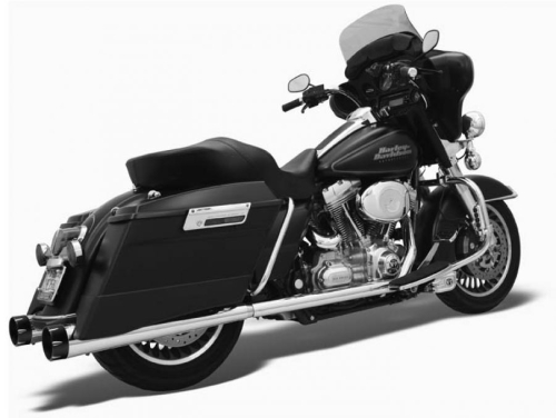 Bassani Manufacturing - Bassani Manufacturing 4in. Slip-On Megaphone Mufflers with 2 1/2in. Performance Baffles - Chrome with Black End Caps - FLH-517T