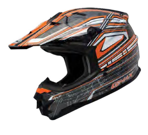 G-Max - G-Max Visor with Screws for GM76X Helmet - Bio Orange/White/Black - G076050